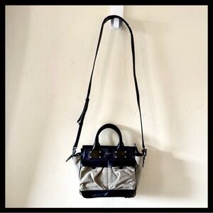 Rag & Bone Small Pilot Bag Leather Canvas Purse Handbag Crossbody Gray & Black
